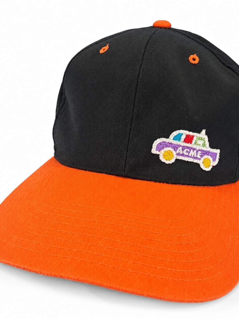 ACME Taxi Cab Black Orange Snapback Hat Green Underbill